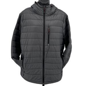 Free Country Jacket Mens L Puffer Panel Zip Up Hooded Insulated Gray Zip Pocket